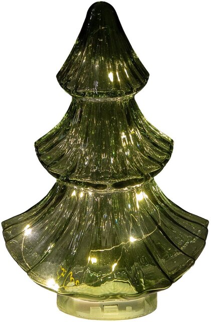 Anna's collection Kerstboom glas led 15.5x9.5cm m.groen