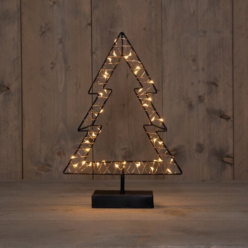 Anna's Collection kerstboom op standaard 40 led lampjes b24xh35,5cm classic warm zwart
