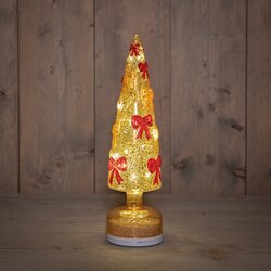 Anna's Collection KERSTBOOM STRIKKEN GLAS DRAAIEND LED OP VOET OP BATTERIJ EN USB C 9X9X34CM