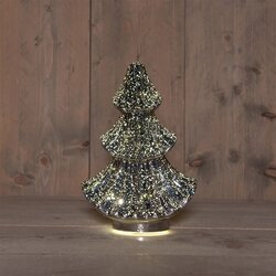 Anna's Collection Kerstboompje Glas 10Led 3Xaaa Batterij Met Timer 15.5X9.5Xh24Cm Metallic Antraciet