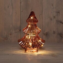 Anna's Collection Kerstboompje Glas 10Led 3Xaaa Batterij Met Timer 15.5X9.5Xh24Cm  Bordeaux