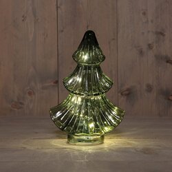Anna's Collection Kerstboompje Glas 10Led 3Xaaa Batterij Met Timer 15.5X9.5Xh24Cm Groen