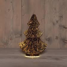Anna's Collection Kerstboompje Glas 10Led 3Xaaa Batterij Met Timer 15.5X9.5Xh24Cm Metallic Brons