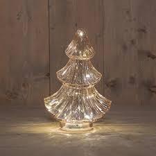 Anna's Collection Kerstboompje Glas 10Led 3Xaaa Batterij Met Timer 15.5X9.5Xh24Cm Roze