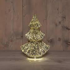 Anna's Collection Kerstboompje Glas 10Led 3Xaaa Batterij Met Timer 15.5X9.5Xh24Cm Metallic Goud