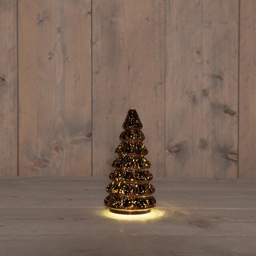 Anna's Collection KERSTBOOMPJE GLAS 10LED 3XAAA BATTERIJ MET TIMER 9.5XH18.5CM METALLIC BRONS