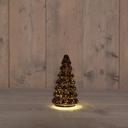 Anna's Collection KERSTBOOMPJE GLAS 10LED 3XAAA BATTERIJ MET TIMER 9.5XH18.5CM METALLIC BRONS