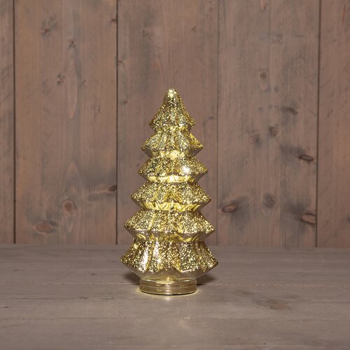 Anna's Collection KERSTBOOMPJE GLAS 10LED 3XAAA BATTERIJ MET TIMER 13,5X26CM METALLIC GOUD