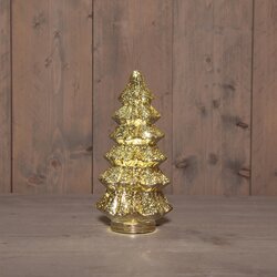Anna's Collection KERSTBOOMPJE GLAS 10LED 3XAAA BATTERIJ MET TIMER 13,5X26CM METALLIC GOUD