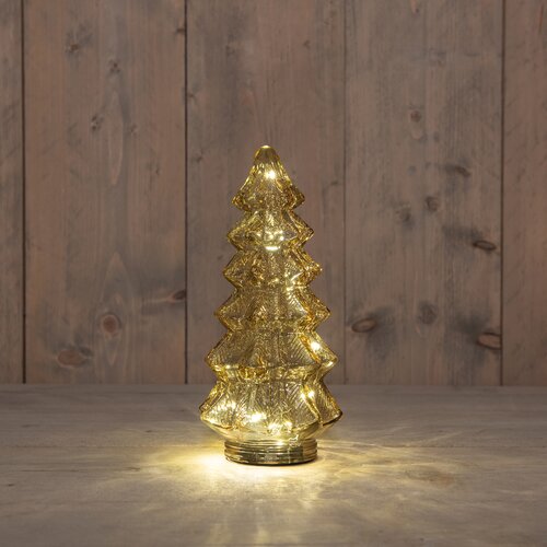Anna's Collection KERSTBOOMPJE GLAS 10LED 3XAAA BATTERIJ MET TIMER 13,5X26CM AMBER