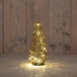Anna's Collection KERSTBOOMPJE GLAS 10LED 3XAAA BATTERIJ MET TIMER 13,5X26CM AMBER