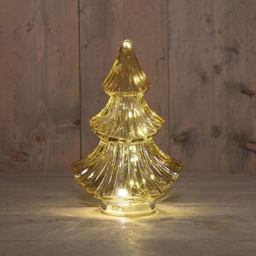 Anna's Collection Kerstboompje Glas 10Led 3Xaaa Batterij Met Timer 15.5X9.5Xh24Cm Amber