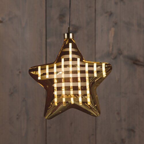 Anna's Collection Kerstboompje Glas Draaiend 15 Led Op 3Aa Batterij Met Timer 9.5X38Cm Groen