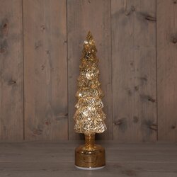 Anna's Collection Kerstboompje Glas Draaiend 15 Led Op 3Aa Batterij Met Timer 9.5X38Cm Goud - afbeelding 1