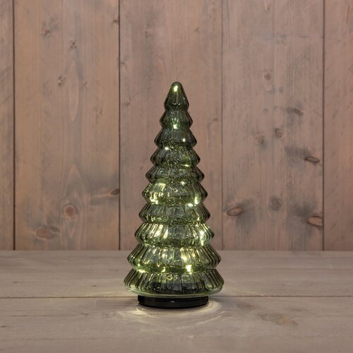Anna's Collection KERSTBOOMPJE GLAS DRAAIEND  20LED 3XAA BATTERIJ MET TIMER EN USB AANSLUITING 13,3X