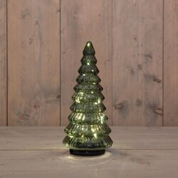 Anna's Collection KERSTBOOMPJE GLAS DRAAIEND  20LED 3XAA BATTERIJ MET TIMER EN USB AANSLUITING 13,3X