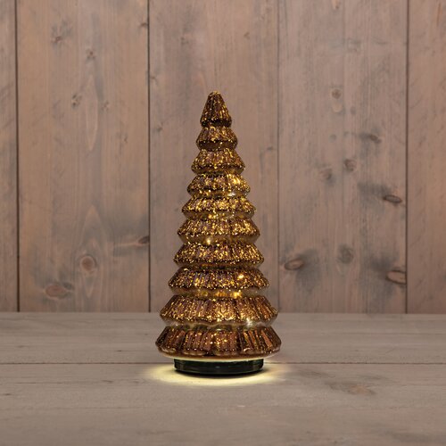 Anna's Collection KERSTBOOMPJE GLAS DRAAIEND  20LED 3XAA BATTERIJ MET TIMER EN USB AANSLUITING 13,3X