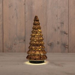 Anna's Collection KERSTBOOMPJE GLAS DRAAIEND  20LED 3XAA BATTERIJ MET TIMER EN USB AANSLUITING 13,3X