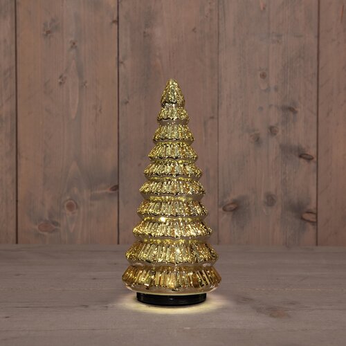 Anna's Collection KERSTBOOMPJE GLAS DRAAIEND  20LED 3XAA BATTERIJ MET TIMER EN USB AANSLUITING 13,3X