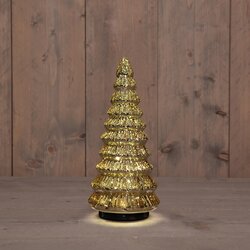 Anna's Collection KERSTBOOMPJE GLAS DRAAIEND  20LED 3XAA BATTERIJ MET TIMER EN USB AANSLUITING 13,3X