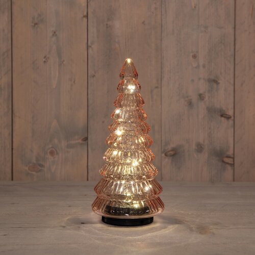 Anna's Collection KERSTBOOMPJE GLAS DRAAIEND  20LED 3XAA BATTERIJ MET TIMER EN USB AANSLUITING 13,3X