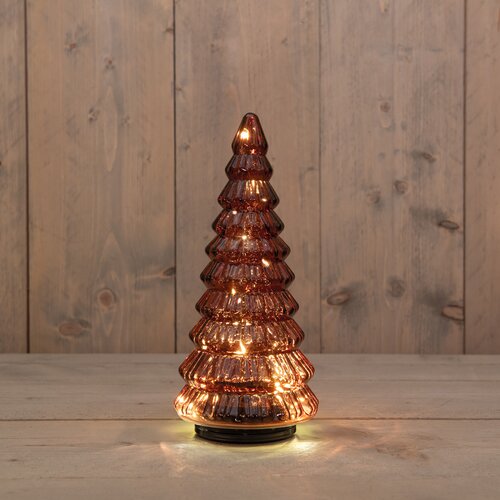 Anna's Collection KERSTBOOMPJE GLAS DRAAIEND  20LED 3XAA BATTERIJ MET TIMER EN USB AANSLUITING 13,3X