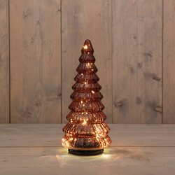 Anna's Collection KERSTBOOMPJE GLAS DRAAIEND  20LED 3XAA BATTERIJ MET TIMER EN USB AANSLUITING 13,3X