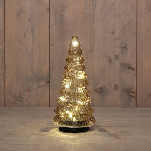 Anna's Collection KERSTBOOMPJE GLAS DRAAIEND  20LED 3XAA BATTERIJ MET TIMER EN USB AANSLUITING 13,3X