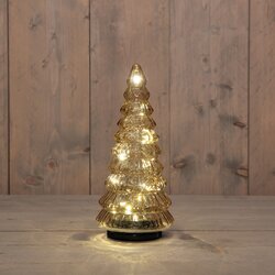 Anna's Collection KERSTBOOMPJE GLAS DRAAIEND  20LED 3XAA BATTERIJ MET TIMER EN USB AANSLUITING 13,3X