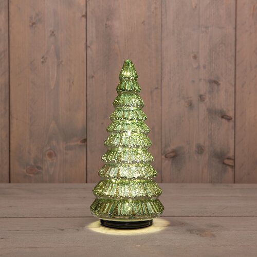 Anna's Collection KERSTBOOMPJE GLAS DRAAIEND  20LED 3XAA BATTERIJ MET TIMER EN USB AANSLUITING 13,3X