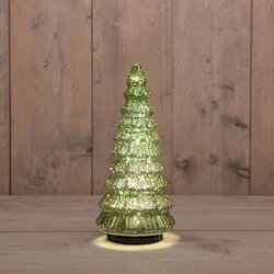 Anna's Collection KERSTBOOMPJE GLAS DRAAIEND  20LED 3XAA BATTERIJ MET TIMER EN USB AANSLUITING 13,3X