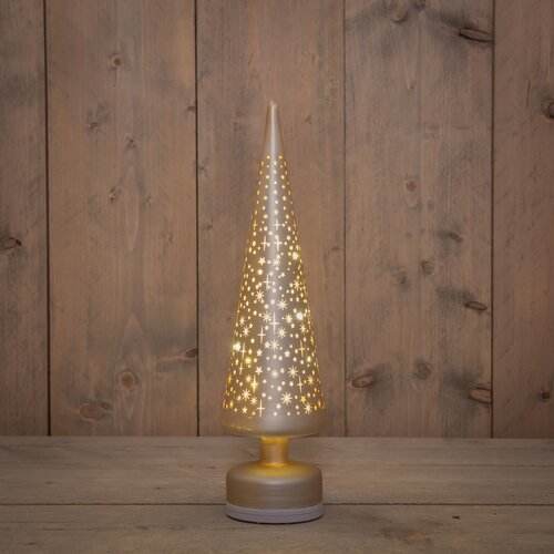 Anna's Collection KERSTBOOMPJE GLAS DRAAIEND LED  BATTERIJ EN USB AANSLUITING 10X39CM CHAMPAGNE