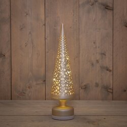 Anna's Collection KERSTBOOMPJE GLAS DRAAIEND LED  BATTERIJ EN USB AANSLUITING 10X39CM CHAMPAGNE