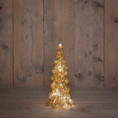 Anna's Collection Kerstboompje Glas Led Op Batterij Met Timer 25X11Cm Goud