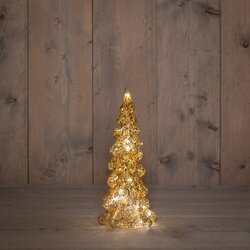 Anna's Collection Kerstboompje Glas Led Op Batterij Met Timer 25X11Cm Goud