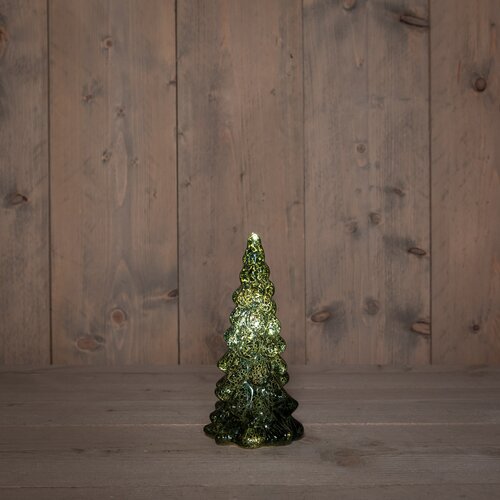 Anna's Collection Kerstboompje Glas Led Op Batterij Met Timer 20X10Cm Groen