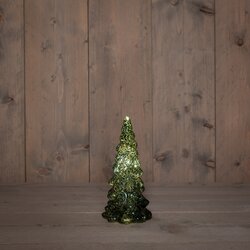Anna's Collection Kerstboompje Glas Led Op Batterij Met Timer 20X10Cm Groen