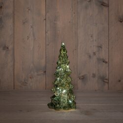 Anna's Collection Kerstboompje Glas Led Op Batterij Met Timer 25X11Cm Groen