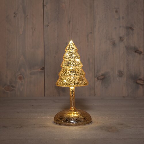 Anna's Collection Kerstboompje Op Stam Glas Led Op Batterij Met Timer H20.5Cm Mercury Goud