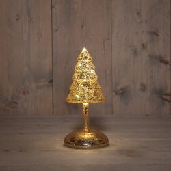 Anna's Collection Kerstboompje Op Stam Glas Led Op Batterij Met Timer H20.5Cm Mercury Goud