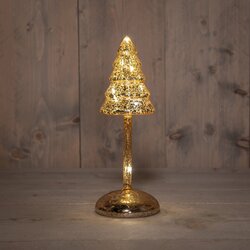 Anna's Collection Kerstboompje Op Stam Glas Led Op Batterij Met Timer H25.5Cm Mercury Goud