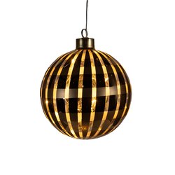 Anna's Collection Kersthanger Bal Glas Ruit 10Led Classic Warm Op 2Aaa Batterij Met Timer D12Cm Goud - afbeelding 2
