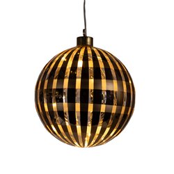Anna's Collection Kersthanger Bal Glas Ruit 12Led Classic Warm Op 2Aaa Batterij Met Timer D15Cm Goud - afbeelding 2
