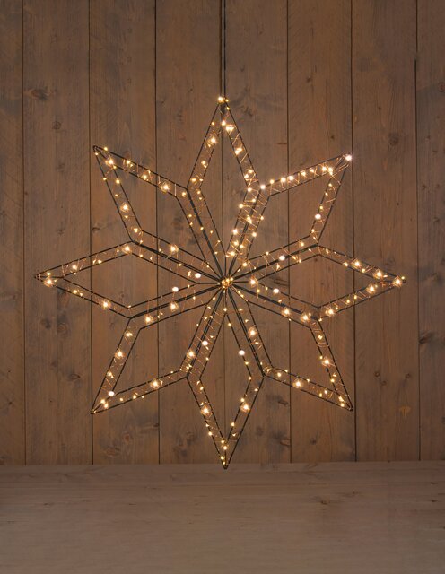 Anna's Collection kersthanger ster 200 led lampjes b73xh73cm classic warm zwart