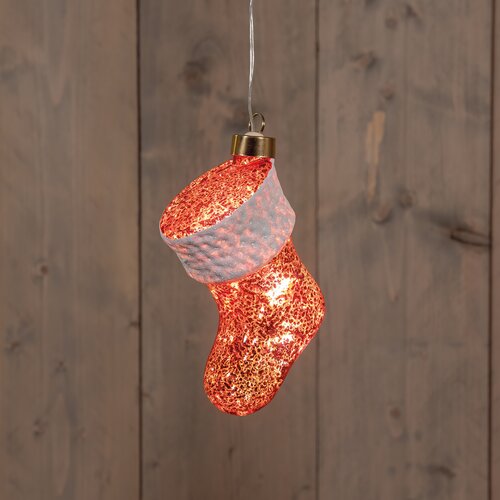 Anna's Collection KERSTSOK GLAS LED OP BATTERIJ 11X6X13.4CM