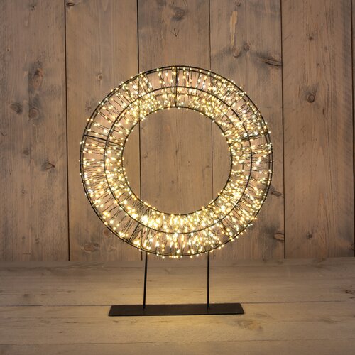 Anna's Collection KRANS OP VOET METAAL 1200LED FLASH IP44 TRAFO MET TIMER EN DIMMER 36X8CM WARM WIT/