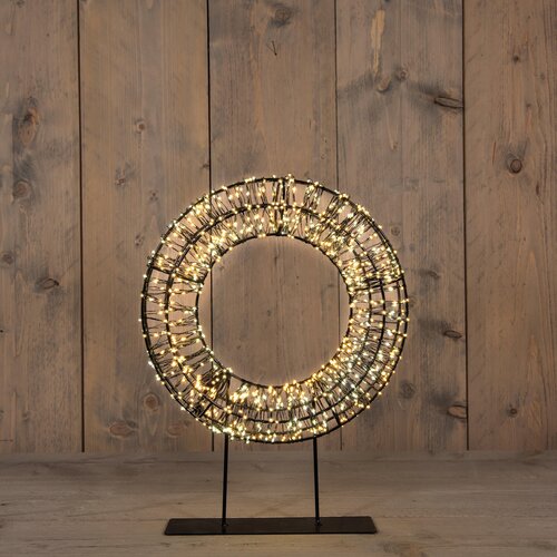 Anna's Collection KRANS OP VOET METAAL 800LED FLASH IP44 TRAFO MET TIMER EN DIMMER 28X6CM WARM WIT/C