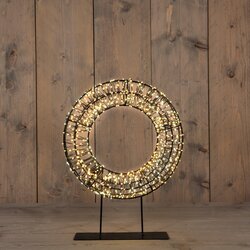 Anna's Collection KRANS OP VOET METAAL 800LED FLASH IP44 TRAFO MET TIMER EN DIMMER 28X6CM WARM WIT/C