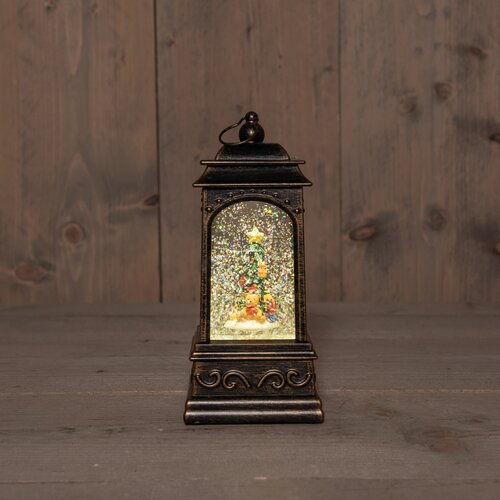 Anna's Collection LANTAARN KERSTBOOM IN GLITTERWATER 3XAA BATTERIJ MET DC AANSLUITING 20.5X9CM WARM 