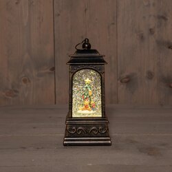Anna's Collection LANTAARN KERSTBOOM IN GLITTERWATER 3XAA BATTERIJ MET DC AANSLUITING 20.5X9CM WARM 